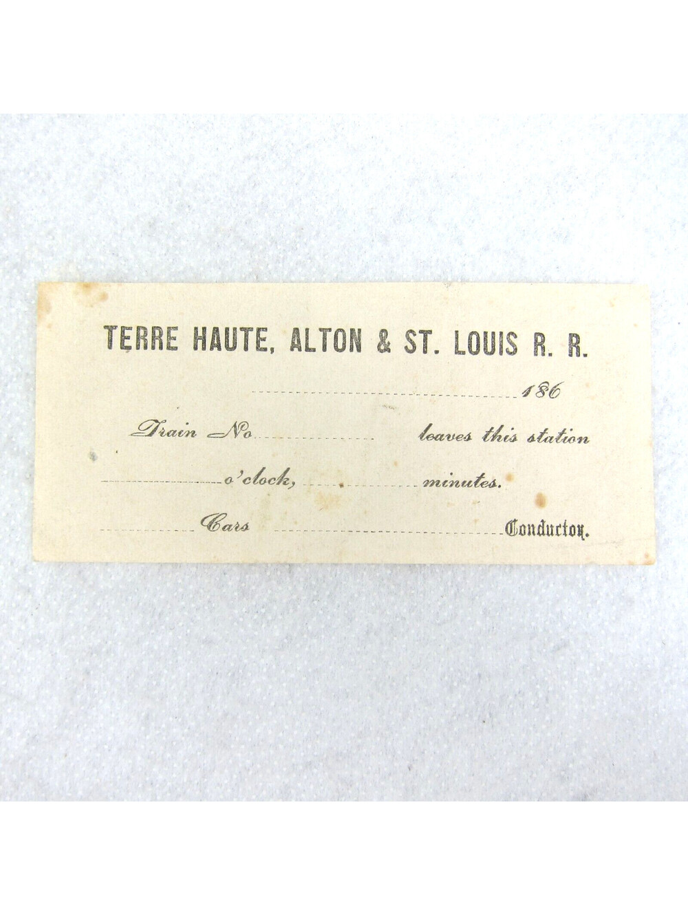 Terre Haute, Alton & St. Louis Railroad Pass Antique 1860s RARE!